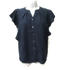 グローブ grove ブラウス フレンチスリーブ M 紺 ネイビー /YI