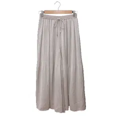 ナノユニバース nano universe ワイドパンツ ガウチョ プリーツ ウエストマーク 36 グレージュ /MS