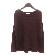 シューラルー SHOO・LA・RUE ニット カットソー ボートネック ラメ 長袖 L 赤 ワインレッド /MS