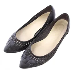 ルタロン Le Talon パンプス ポインテッドトゥ ローヒール フェイクレザー ワンカラー 編み込み 23.5cm 黒 ブラック /BB ■MU