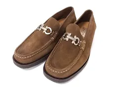 ■美品■ Salvatore Ferragamo フェラガモ スエード  ローファー 表記サイズ 9 1/2 (約27.5cm) 靴 シューズ メンズ ブラウン系 FY0505