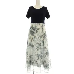 レッセパッセ LAISSE PASSE ニットドッキングプリントワンピース 37243-1-12100 花柄 半袖 ロング ワンピース 36 ネイビー 紺 /☆G ■BM