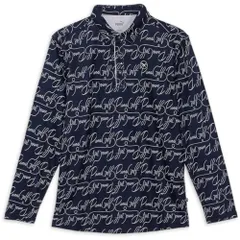 新品 ゴルフ ストレッチピケAOPポロLS 630425_02 ディープネイビー_L