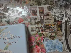 スクエア ティンケース + ヴィンテージ ダイアリーデコ シールパック