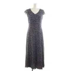 ローラアシュレイ LAURA ASHLEY ワンピース ロング フレンチスリーブ 花柄 34 紺 ネイビー ピンク /RR