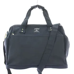 アネロ anello 2WAY ボストンバッグ ハンドバッグ ショルダーバッグ ワンカラー ロゴ プリント 紺 ネイビー /BB