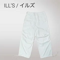 美品✨ILLS イルズ ワイドカーゴパンツ M ホワイト ドローコード 裾絞り ワイドパンツ ミリタリーパンツ ストリート メンズ レディース