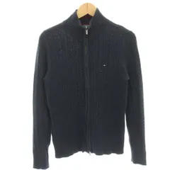 トミーヒルフィガー TOMMY HILFIGER ニットカーディガン ケーブル編み ジップアップ 長袖 M 紺 ネイビー M040720082 /HN