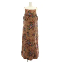 ローラアシュレイ LAURA ASHLEY ロングジャンパースカート ワンピース コーデュロイ 花柄 茶色 ブラウン キャミソール /YM