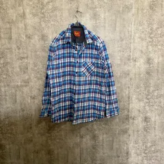 【Y-278】フランネルシャツ XL メンズ チェックシャツ 長袖シャツ ネルシャツ 厚手 ブルー 古着 アメカジ カジュアル ビッグサイズ ワークシャツ