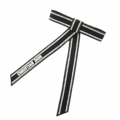 クリスチャンディオール Christian Dior エンブロイダリーツイストリボンバレッタ ヘアアクセサリー 箱付き ロゴ刺繍 黒 ブラック 白 ホワイト /YT ■OH