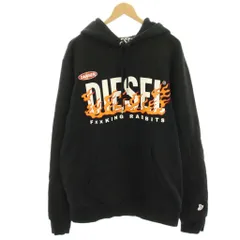 ディーゼル DIESEL × FR2 パーカー トレーナー プルオーバー XL 黒 ブラック 長袖 ロゴプリント 8-FR-SW07 /HN