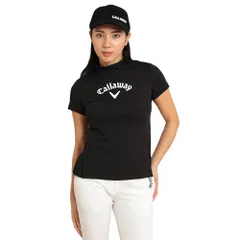 新品 [キャロウェイ] レディース 半袖 モックネックシャツ (ブランドロゴ・吸汗速乾性・UVカット) / ゴルフ インナー / C24134209 1010_ブラック S