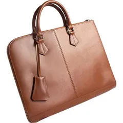 新品 [Dom Teporna] Italy ビジネスバッグ 薄型 PCケース ブリーフケース スリム 軽量 イタリアンレザー 薄い かばん メンズ 本革 牛革 パソコンケース ブラウン