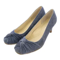 リーガル REGAL パンプス ラウンドトゥ チャンキーヒール ローヒール デニム地 23cm 青 ブルー /BB