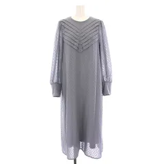 ナノユニバース nano universe ドットジャカードワンピース ロング 長袖 36 水色 669-0219057 /YM