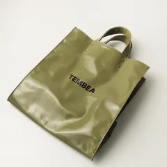 極美品 テンベア TEMBEA PAPER TOTE MEDIUM＼カーキ ペーパートートバッグ PVCコーティング ロゴ ミディアム【2400014761467】