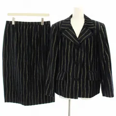 レマロン remalon スーツ セットアップ 上下 テーラードジャケット シングル タイトスカート ひざ丈 ストライプ 大きいサイズ 15 黒 ブラック ゴールド色 2411672Y 2411872X /HN