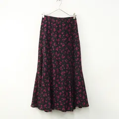 美品 ミラオーウェン Mila Owen エスカルゴ切替花柄ナロースカート 1■ブラック×ピンク ボトムス ロング フラワー 花柄【2400014833096】