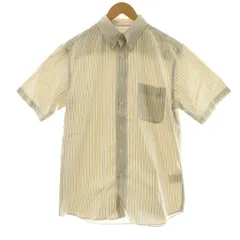 エディーバウアー EDDIE BAUER シャツ 半袖 ストライプ柄 S 白 ホワイト 青 ブルー 黄 イエロー /OR