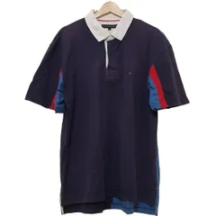 TOMMY HILFIGER(トミーヒルフィガー) 半袖ポロシャツ サイズXL メンズ - ネイビー×ブルー×レッド