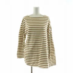 6 ROKU BEAUTY&YOUTH B&Y ロク ビューティーアンドユース カットソー 長袖 ボーダー プルオーバー アシンメトリー アシメ 36 ホワイト キャメル 8612-341-0075 /NQ