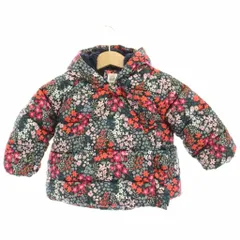 ベビーギャップ BABY GAP 子供服 中綿ジャケット 花柄 プリント ナイロン ジップアップ フード 12-18 紺 ネイビー ピンク オレンジ /HN