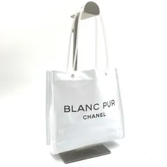 ■美品■CHANEL シャネル ノベルティ　ビーチバッグ　ビニールミニトートバッグ　ホワイト×ブラック　BLANC PUR CHANEL レディース