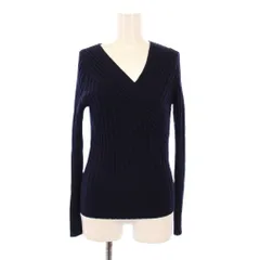 ユナイテッドアローズ UNITED ARROWS ニット 長袖 Vネック ワンカラー ストレッチ ウール F 紺 ネイビー /BB