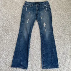 vintage FUGA damage design denim jeans フーガ　デニムパンツ　フレア　ブーツカット　ダメージ加工　y2k 平成　サイズ44のサムネイル