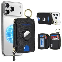 【新品】 Cavor【AirTag専用スロット搭載】MagSafeケース ジッパー式カードケース紛失防止カードケース 7枚カード収納 超薄型MagSafe 小銭入れ Apple検索ネットワーク対応 消磁防止防止脱着簡単 背面カードgps ステント機能磁気ウ 1