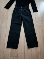 FACADE PATTERN ヴィンテージ ブラック COLOR ワイド デニム S / フィット かわいい ハイウェスト