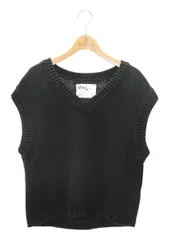 マーガレットハウエル MHL. COARSE COTTON LINEN 595-3161501 ニット ベスト 2 ブラック IT06OQEATAFQ