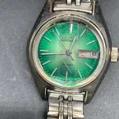 H463　可動セイコー SEIKO 稼働品 レディース 腕時計 自動巻き グリーン 2206　17石　中古　女性用自動巻き機械式腕時計
