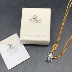 I424　スワロフスキー ネックレス ゴールド クリア メタル クリスタル 中古 ペンダント アクセサリー バイオリン レディース 女性 婦人 SWAROVSKI