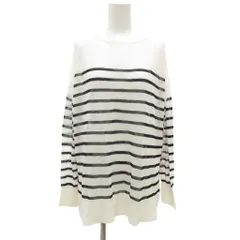 ロペピクニック ROPE Picnic ニット カットソー 薄手 長袖 ボーダー柄 38 白 ホワイト 黒 ブラック /JS