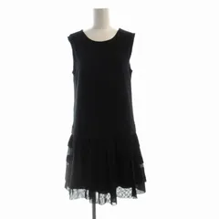 セオリー Theory POINT VISCOOSE BETHELINE B ワンピース ひざ丈 ノースリーブ ティアード 切替 S 黒 ブラック 紺 ネイビー 01-1305046 /RO