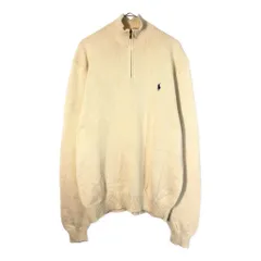 Polo by Ralph Lauren ポロ ラルフローレン ハーフジップ コットンセーター アイボリー(メンズ L)中古 古着 X4207