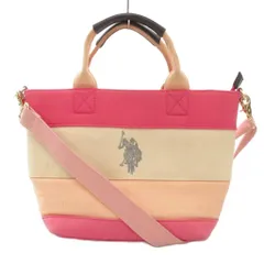 ユーエスポロアッスン U.S. Polo Assn 2WAY ハンドバッグ ショルダー キャンバス ボーダー ピンク /JS