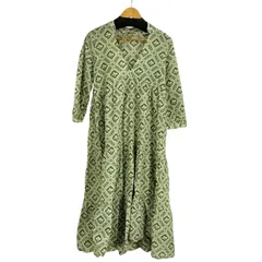 ザラ ZARA リボンジオメトリック柄 七分袖ロングワンピース レディース import：S 