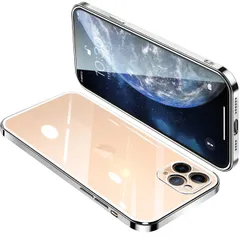 に適合するiPhone11 Pro Max 用のケース クリア アイフォン11ProMAX 用のカバー 透明 スマホケース 全面保護 耐衝撃 軽量 メッキ加工 TPU 薄型 ストラップホール付き 滑り止め 落下防止（シルバー）