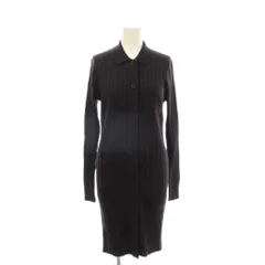 ユニクロ UNIQLO カーディガン ウール M 紫 パープル リブ ロング 襟付き 前開き ボタン 胸ポケット /JP