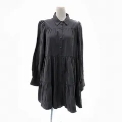 ザラ ZARA シャツワンピース ひざ丈 長袖 S チャコールグレー /HO54