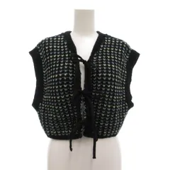 ビームスハート BEAMS HEART ベスト ジレ ニット 総柄 バーズアイ 黒 ブラック /AE