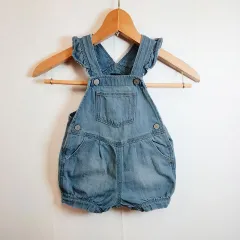 Baby Gap ベビーギャップ デニム ショート オーバーオール フリル サロペット ブルー 80cm 〇□