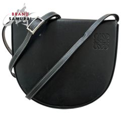 LOEWE ロエベ アナグラム ヒールポーチ ブラック レザー 109.54.V01 ショルダーバッグ レディース S1-00037【中古】