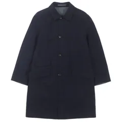 未使用品▼KIRED キーレッド ウール100% ロゴ入りボタン リバーシブル ステンカラーコート ネイビー グレー 48 イタリア製 正規品 メンズのサムネイル
