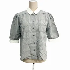 レリアン Leilian シャツ ブラウス チェック グレー 約M ■GY09