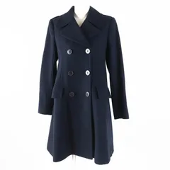 未使用品◎theory セオリー 01-0409603 ウール ナイロン ダブルブレスト ウールコート ダークネイビー S 正規品 レディース