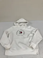 送料無料★TOMMY HILFIGER トミーヒルフィガー★裏起毛　スウェットパーカー　プルオーバー★メンズ　Sサイズ★ホワイト　白　#80306sNjj7